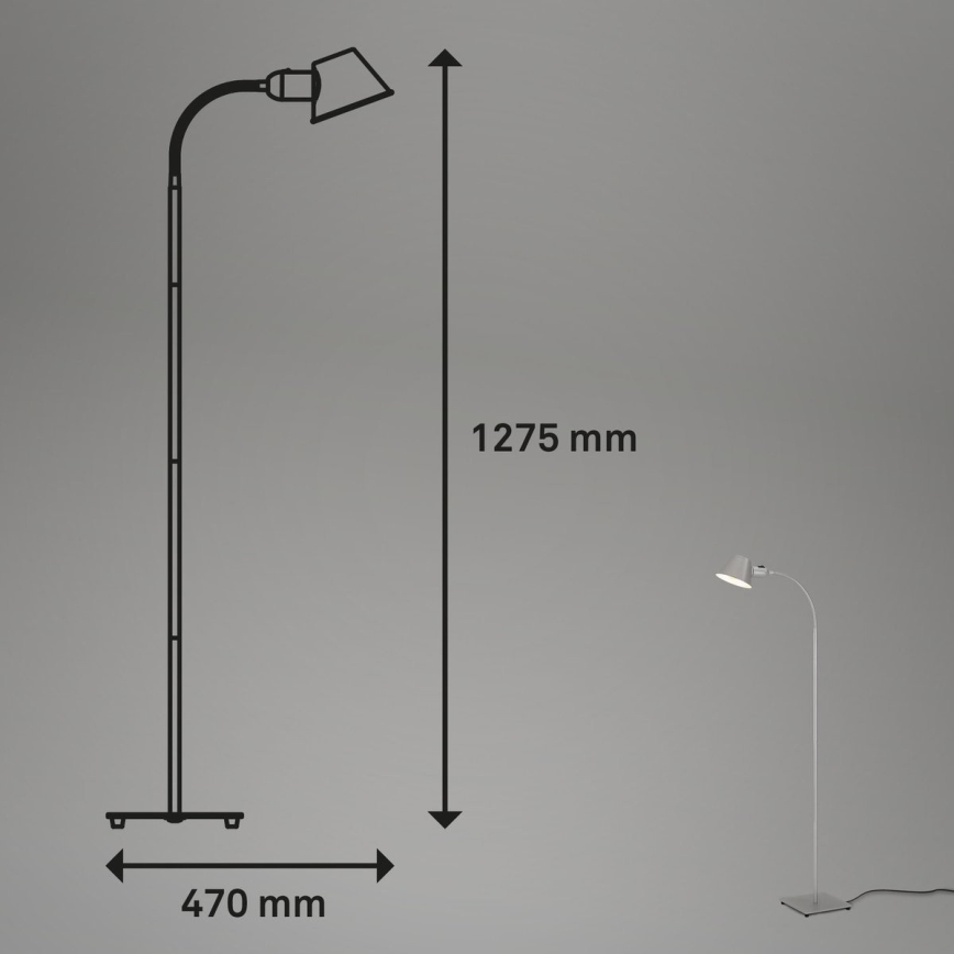 Brilo - Flexibel golvlampa 1xE27/10W/230V silver