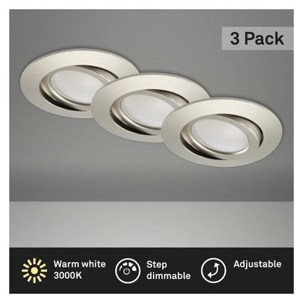 Brilo - KIT 3x Infälld dimbar LED badrumsbelysning LED/5W/230V IP23 matt krom