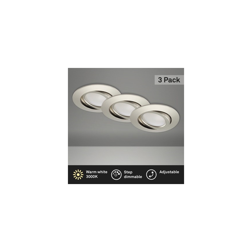 Brilo - KIT 3x Infälld dimbar LED badrumsbelysning LED/5W/230V IP23 matt krom