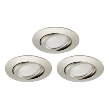 Brilo - KIT 3x Infälld dimbar LED badrumsbelysning LED/5W/230V IP23 matt krom