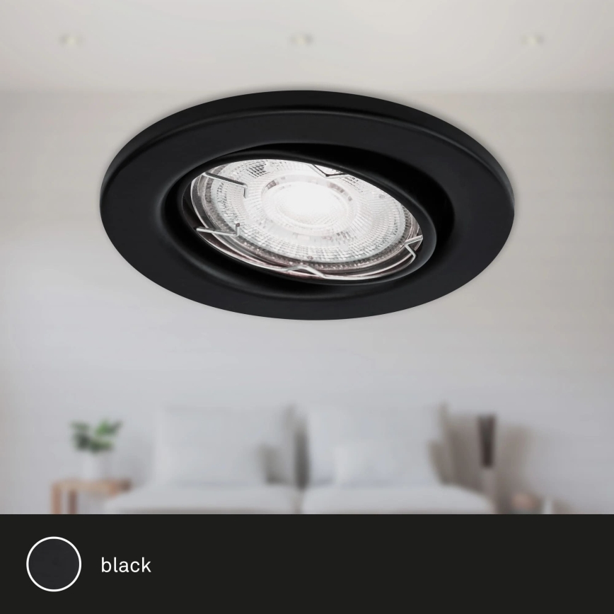 Brilo - KIT 3x Infälld LED badrumsbelysning 1xGU10/5W/230V IP23 svart