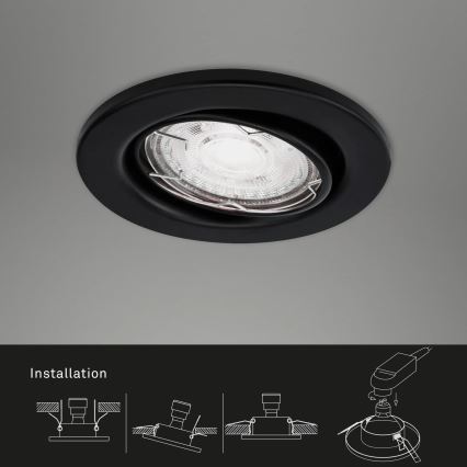 Brilo - KIT 3x Infälld LED badrumsbelysning 1xGU10/5W/230V IP23 svart
