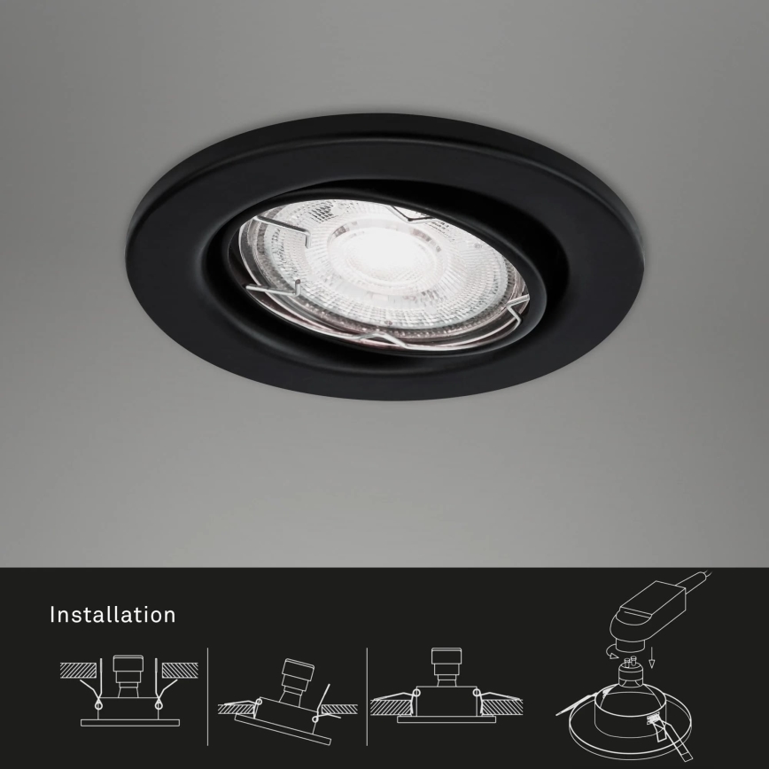 Brilo - KIT 3x Infälld LED badrumsbelysning 1xGU10/5W/230V IP23 svart