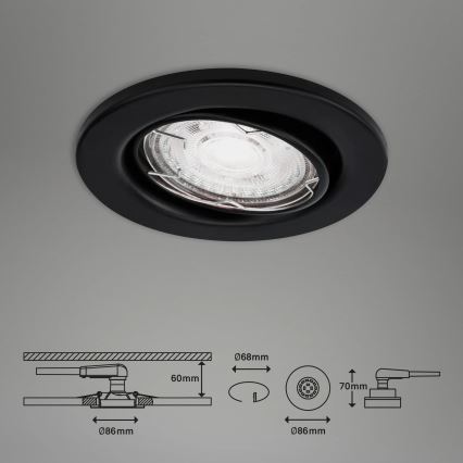 Brilo - KIT 3x Infälld LED badrumsbelysning 1xGU10/5W/230V IP23 svart