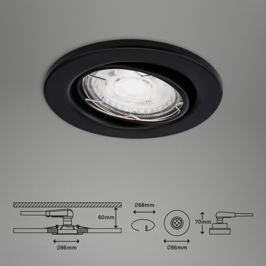 Brilo - KIT 3x Infälld LED badrumsbelysning 1xGU10/5W/230V IP23 svart