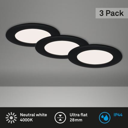 Brilo - KIT 3x Infälld LED badrumsbelysning FLAT LED/7W/230V IP44