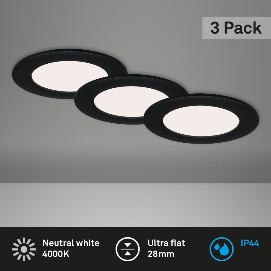 Brilo - KIT 3x Infälld LED badrumsbelysning FLAT LED/7W/230V IP44