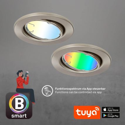 Brilo - KIT 3x LED RGBW Dimbar badrumsbelysning 1xGU10/4,9W/230V 2700-6500K Wi-Fi Tuya IP23 + fjärrkontroll