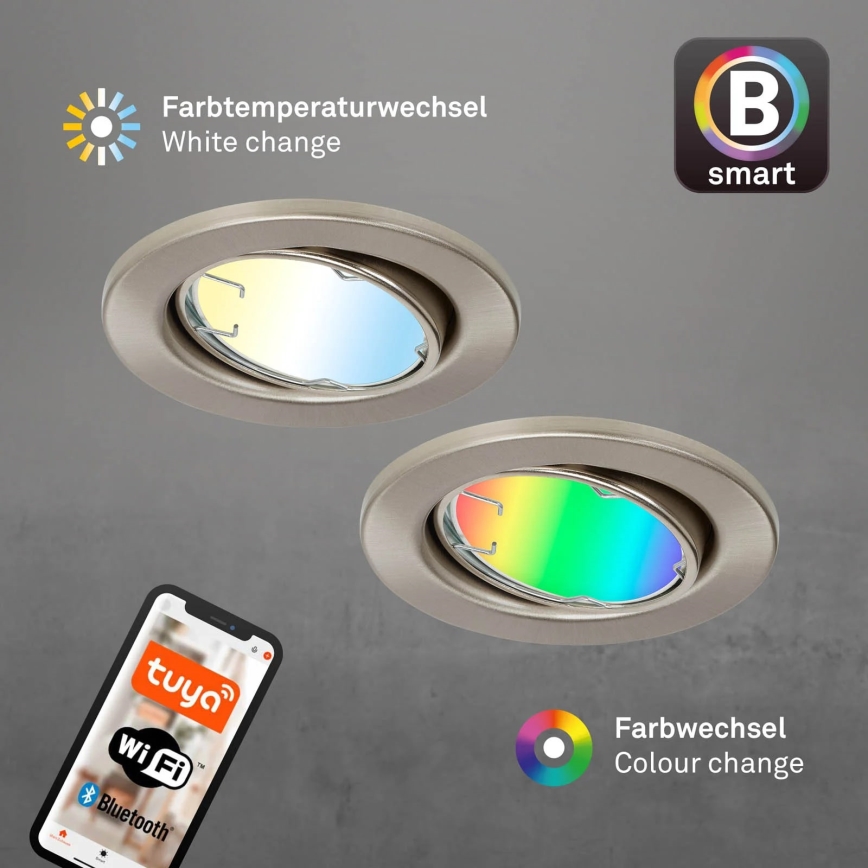 Brilo - KIT 3x LED RGBW Dimbar badrumsbelysning 1xGU10/4,9W/230V 2700-6500K Wi-Fi Tuya IP23 + fjärrkontroll