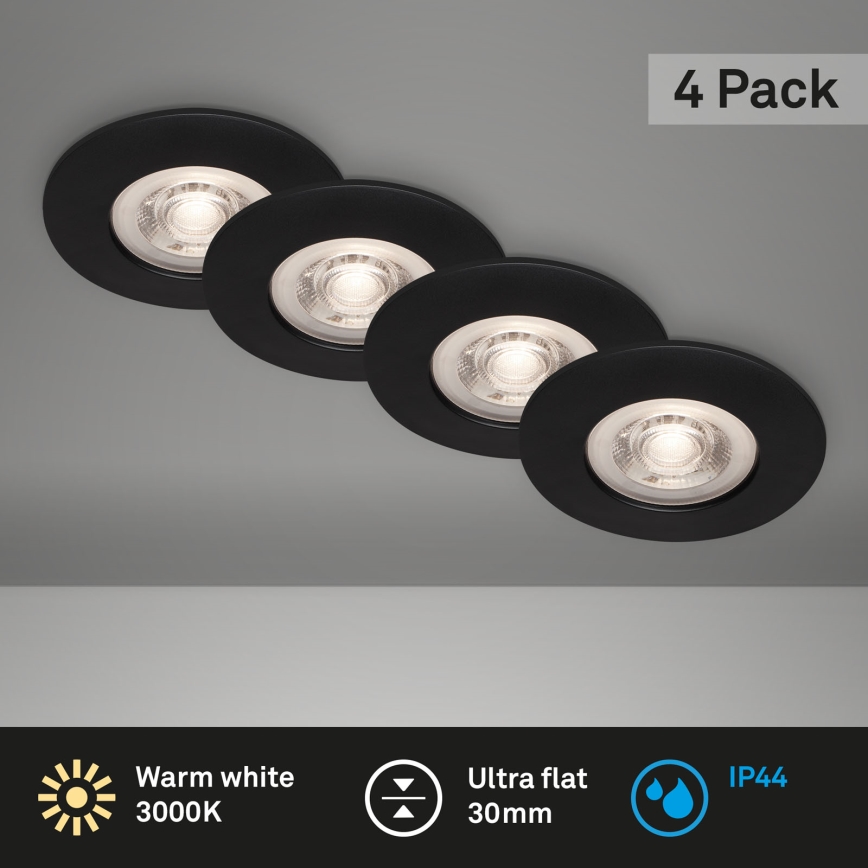 Brilo - KIT 4x Infälld LED badrumsbelysning LED/4,9W/230V IP44 svart