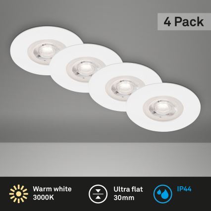 Brilo - KIT 4x Infälld LED badrumsbelysning LED/4,9W/230V IP44 vit