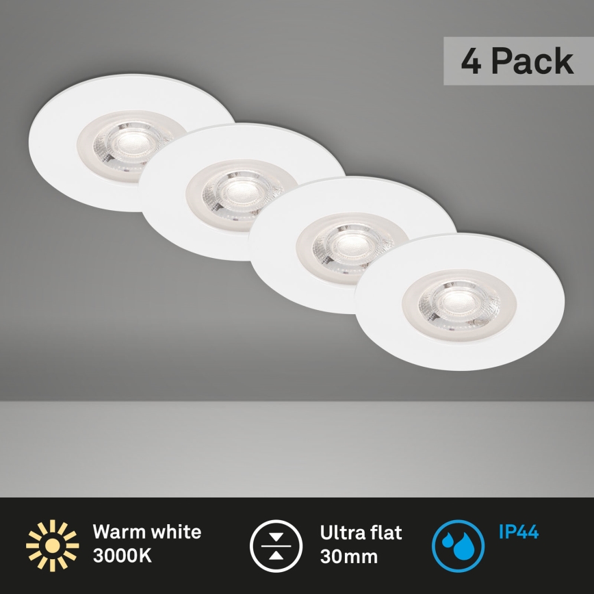 Brilo - KIT 4x Infälld LED badrumsbelysning LED/4,9W/230V IP44 vit