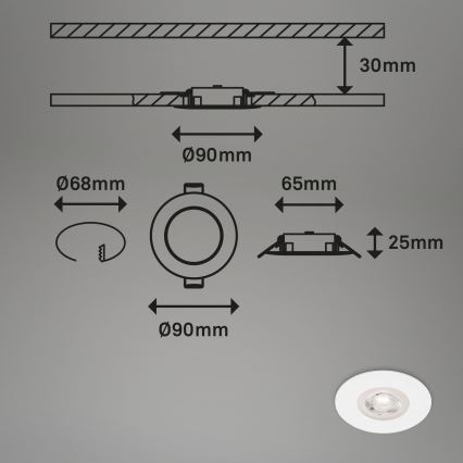 Brilo - KIT 4x Infälld LED badrumsbelysning LED/4,9W/230V IP44 vit