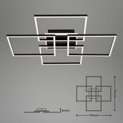 Brilo - dimbart LED-takarmatur FRAME LED/50W/230V 2700-6500K 72,4x72,4cm svart Wi-Fi Tuya + fjärrkontroll