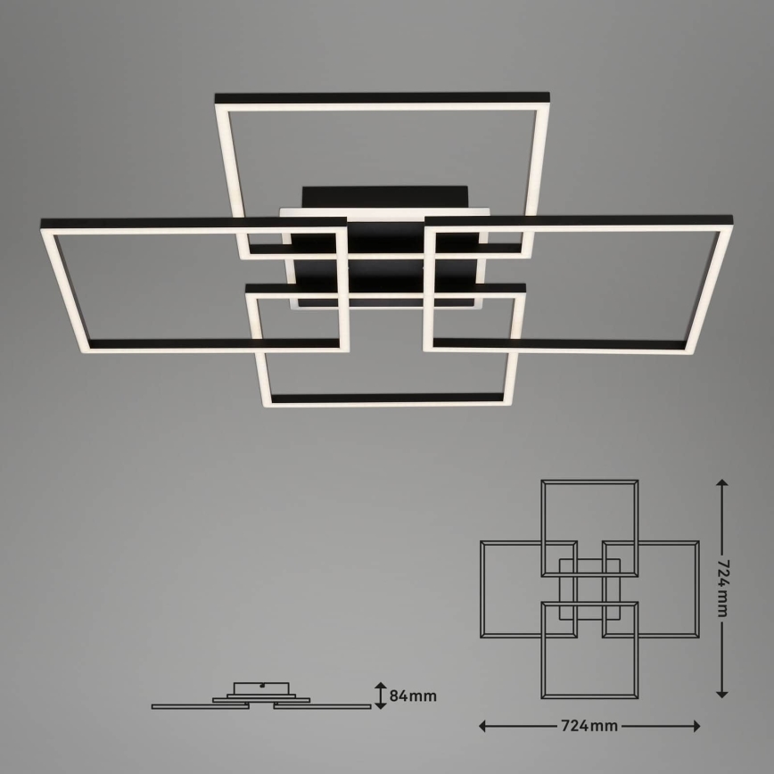 Brilo - dimbart LED-takarmatur FRAME LED/50W/230V 2700-6500K 72,4x72,4cm svart Wi-Fi Tuya + fjärrkontroll