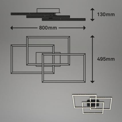 Brilo - LED Dimbar taklampa FRAME LED/57W/230V 3000K svart
