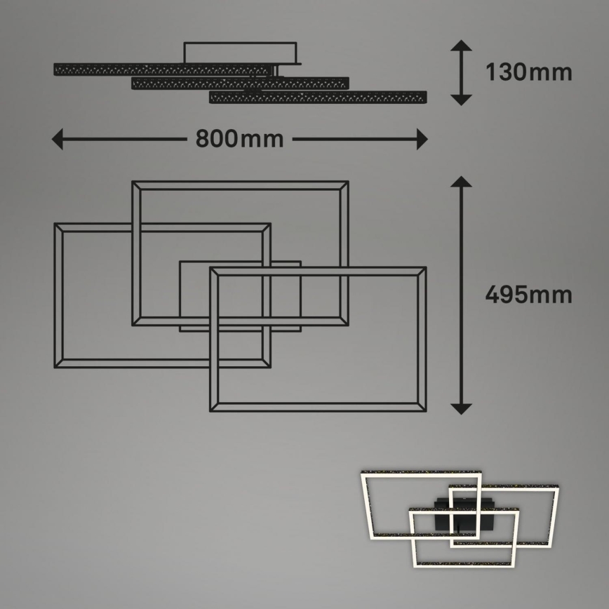 Brilo - LED Dimbar taklampa FRAME LED/57W/230V 3000K svart
