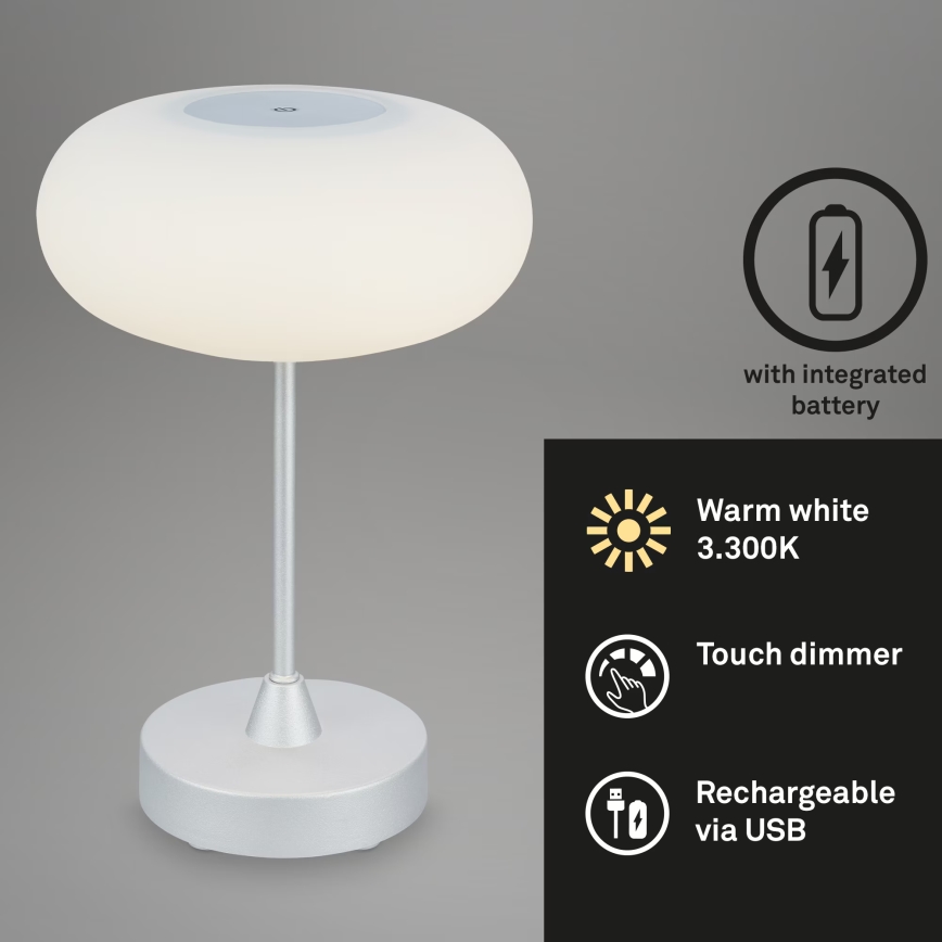Brilo - LED dimbar uppladdningsbar utomhusbordslampa OLANA LED/3W/5V IP44