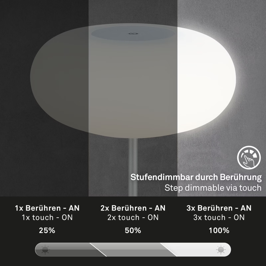 Brilo - LED dimbar uppladdningsbar utomhusbordslampa OLANA LED/3W/5V IP44