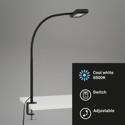 Brilo - LED Flexibel bordslampa med klämma TRASNA LED/7,5W/230V svart