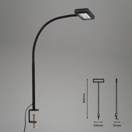 Brilo - LED Flexibel bordslampa med klämma TRASNA LED/7,5W/230V svart