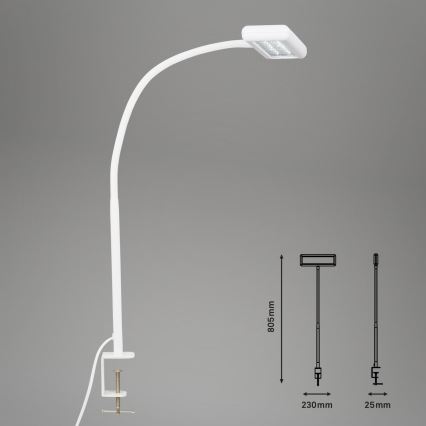Brilo - LED Flexibel bordslampa med klämma TRASNA LED/7,5W/230V vit