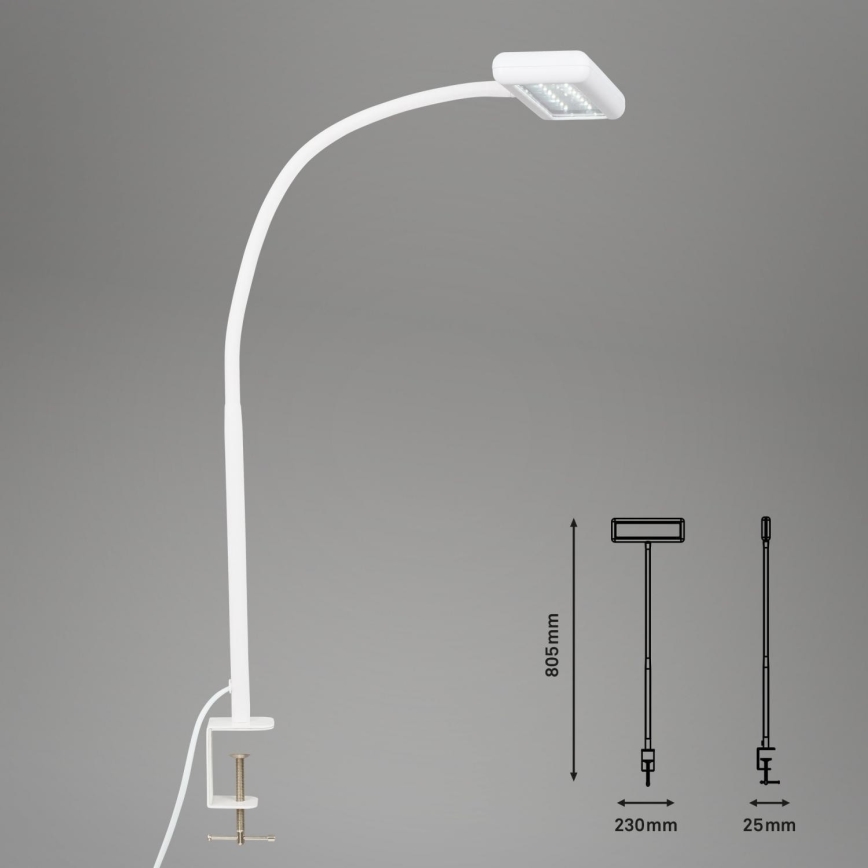 Brilo - LED Flexibel bordslampa med klämma TRASNA LED/7,5W/230V vit