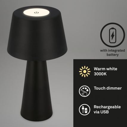 Brilo - LED Ljusreglerad uppladdningsbar utomhus bordslampa LED/3,5W/5V IP44 svart