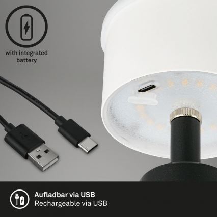 Brilo - LED Ljusreglerad uppladdningsbar utomhus bordslampa LED/3,5W/5V IP44 svart
