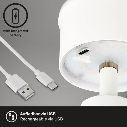 Brilo - LED Ljusreglerad uppladdningsbar utomhus bordslampa LED/3,5W/5V IP44 vit