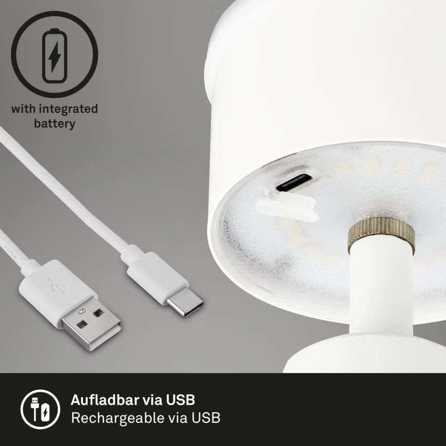 Brilo - LED Ljusreglerad uppladdningsbar utomhus bordslampa LED/3,5W/5V IP44 vit