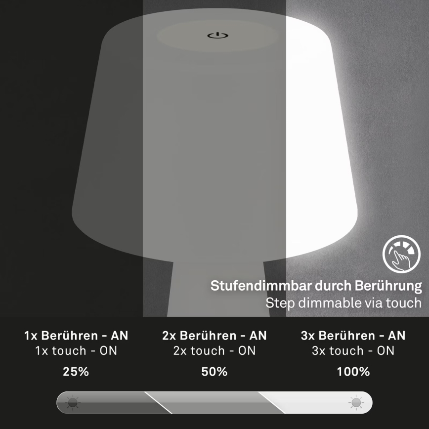 Brilo - LED Ljusreglerad uppladdningsbar utomhus bordslampa LED/3,5W/5V IP44 vit