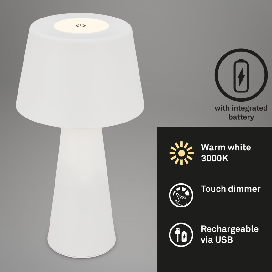 Brilo - LED Ljusreglerad uppladdningsbar utomhus bordslampa LED/3,5W/5V IP44 vit