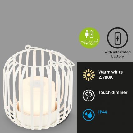 Brilo - LED Ljusreglerad uppladdningsbar utomhus bordslampa LED/2W/5V IP44 vit