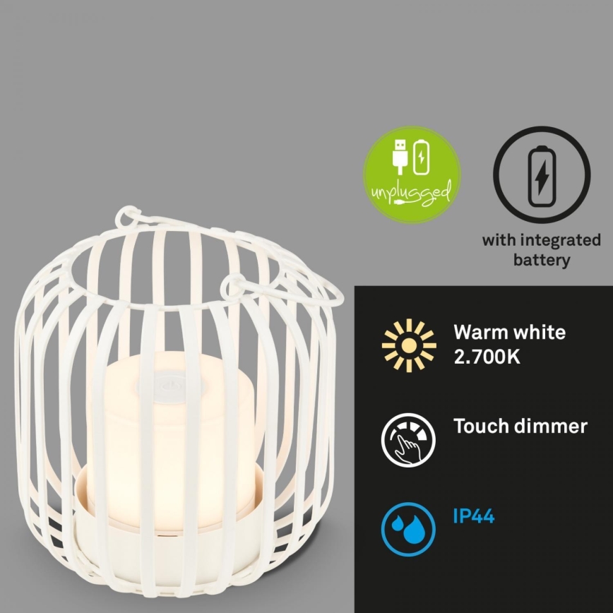 Brilo - LED Ljusreglerad uppladdningsbar utomhus bordslampa LED/2W/5V IP44 vit
