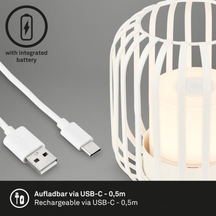 Brilo - LED Ljusreglerad uppladdningsbar utomhus bordslampa LED/2W/5V IP44 vit