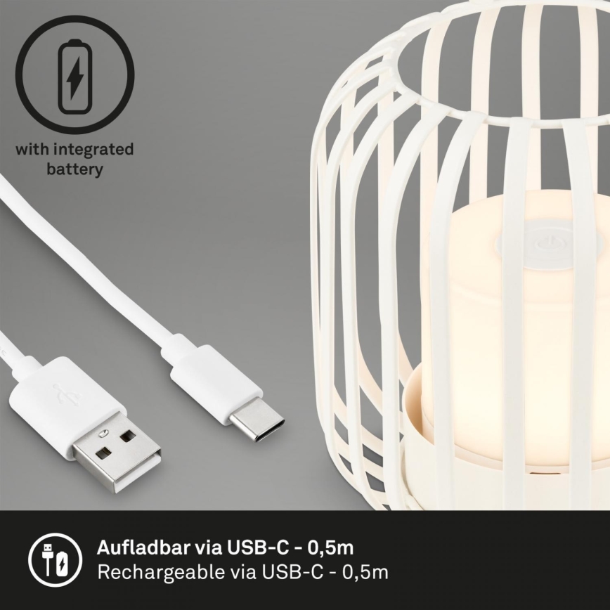 Brilo - LED Ljusreglerad uppladdningsbar utomhus bordslampa LED/2W/5V IP44 vit