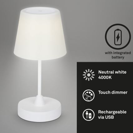 Brilo - LED Ljusreglerad uppladdningsbar utomhus bordslampa LED/3W/5V IP44 vit