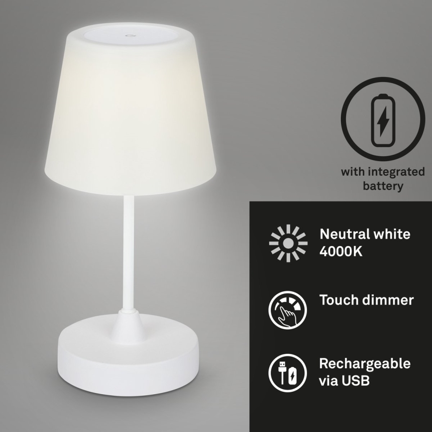 Brilo - LED Ljusreglerad uppladdningsbar utomhus bordslampa LED/3W/5V IP44 vit