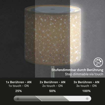 Brilo - LED Ljusreglerad uppladdningsbar utomhus bordslampa LOLE LED/3W/5V 2000mAh IP44 silver/beige