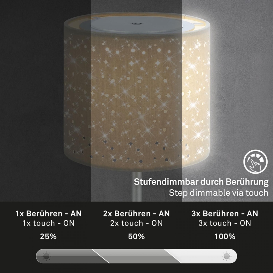 Brilo - LED Ljusreglerad uppladdningsbar utomhus bordslampa LOLE LED/3W/5V 2000mAh IP44 silver/beige