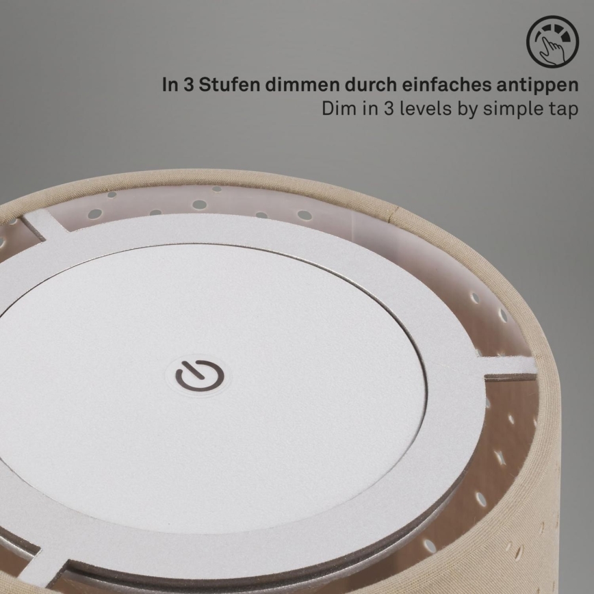 Brilo - LED Ljusreglerad uppladdningsbar utomhus bordslampa LOLE LED/3W/5V 2000mAh IP44 silver/beige