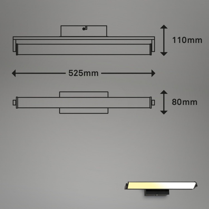 Brilo - LED ljusreglerad vägglampa LED/18W/230V 2700-4000K svart