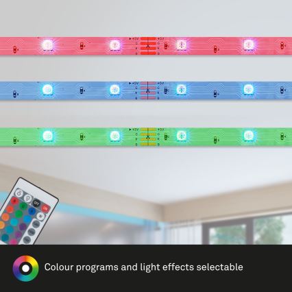 Brilo - LED RGB Dimbar remsa 11,5m LED/24W/230V + fjärrkontroll