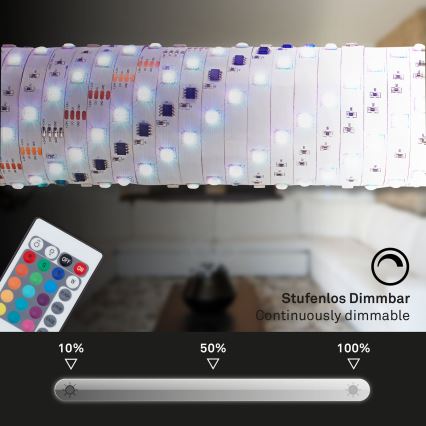 Brilo - LED RGB Dimbar remsa 11,5m LED/24W/230V + fjärrkontroll