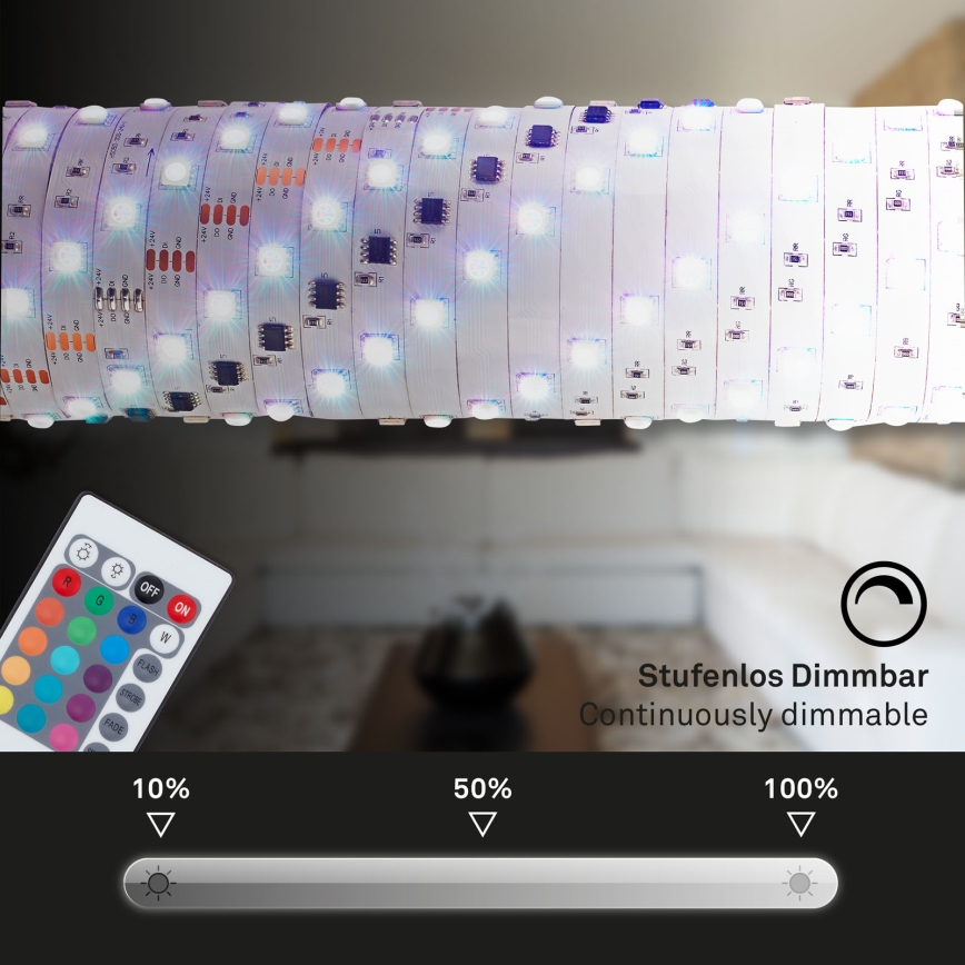 Brilo - LED RGB Dimbar remsa 11,5m LED/24W/230V + fjärrkontroll