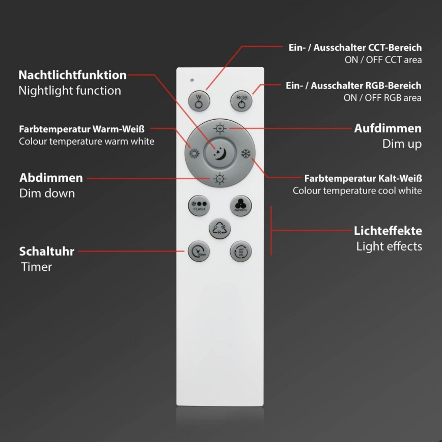 Brilo - LED RGB dimbar taklampa CENTRO LED/24W/230V 2700-6500K Wi-Fi Tuya + fjärrkontroll