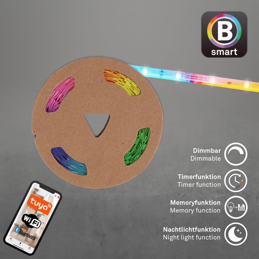 Brilo - LED RGBW dimbar remsa 6,5m LED/18W/230V Wi-Fi Tuya + fjärrkontroll