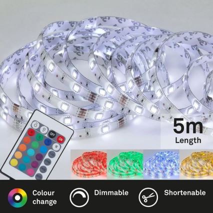 Brilo - LED RGBW dimbar remsa 6,5m LED/22W/230V + fjärrkontroll