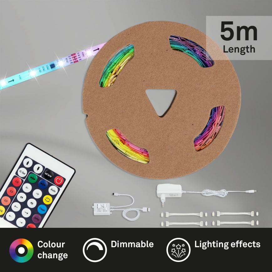 Brilo - LED RGBW dimbar remsa 6,5m LED/24W/230V + fjärrkontroll